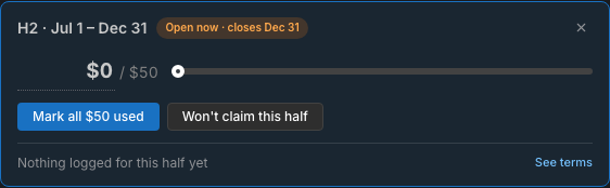Period drawer for an H1 or H2 hotel credit half