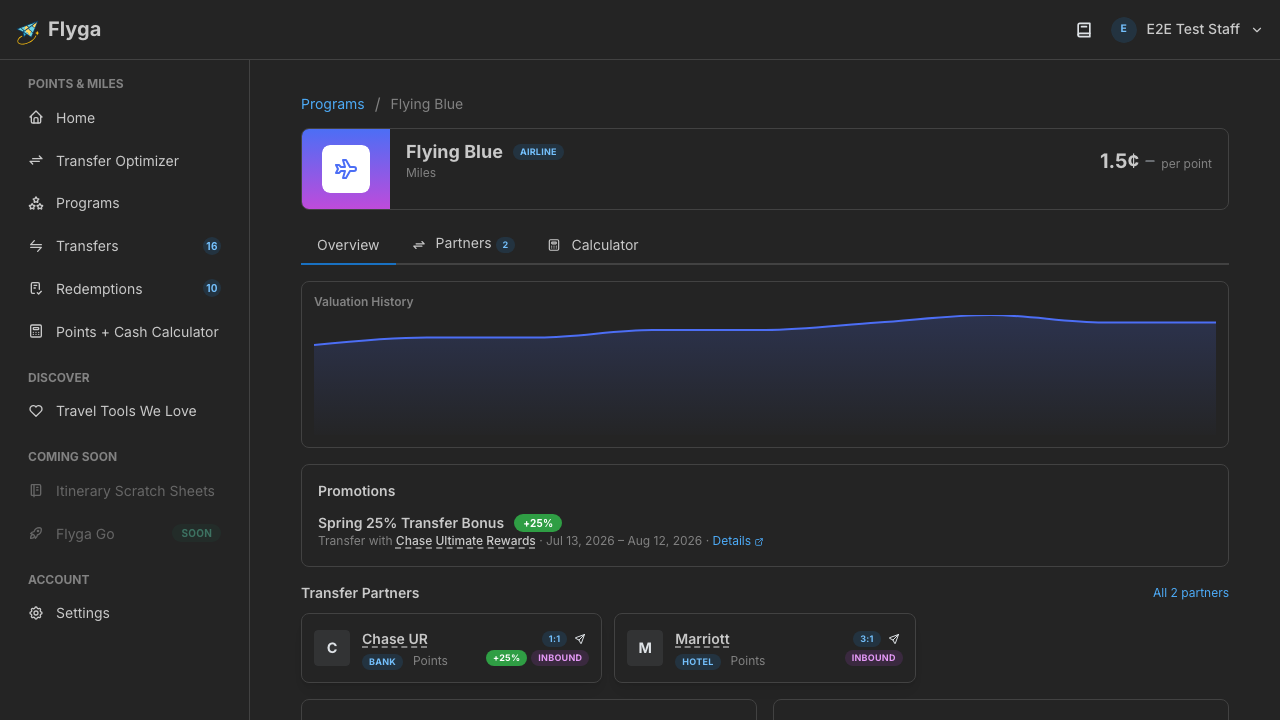 Program page header with valuation and type badge